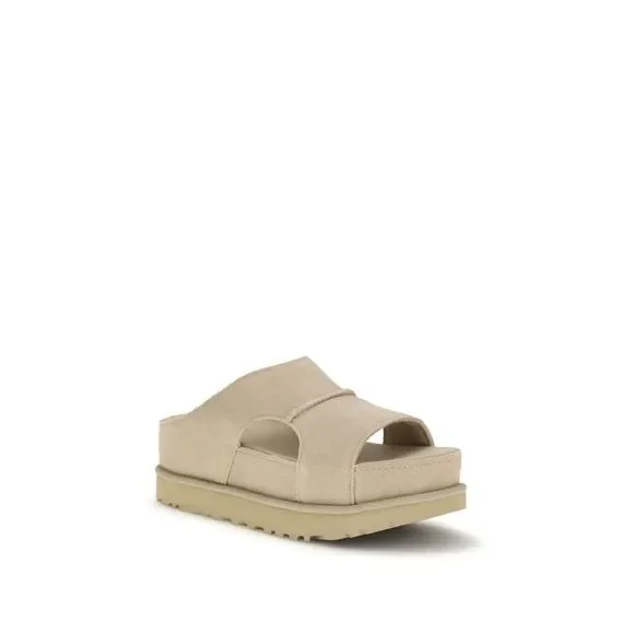 UGG Beige Calf Leather Bos Taurus Platform Women's Sandals